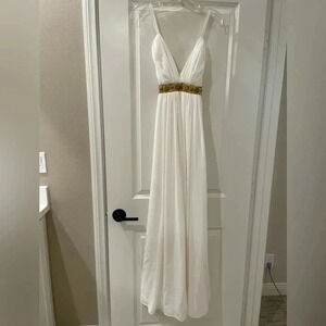 White Gown with Gold Beading